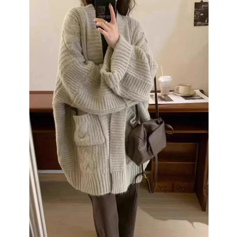 Sweater Korean Solid Knit Jacket
