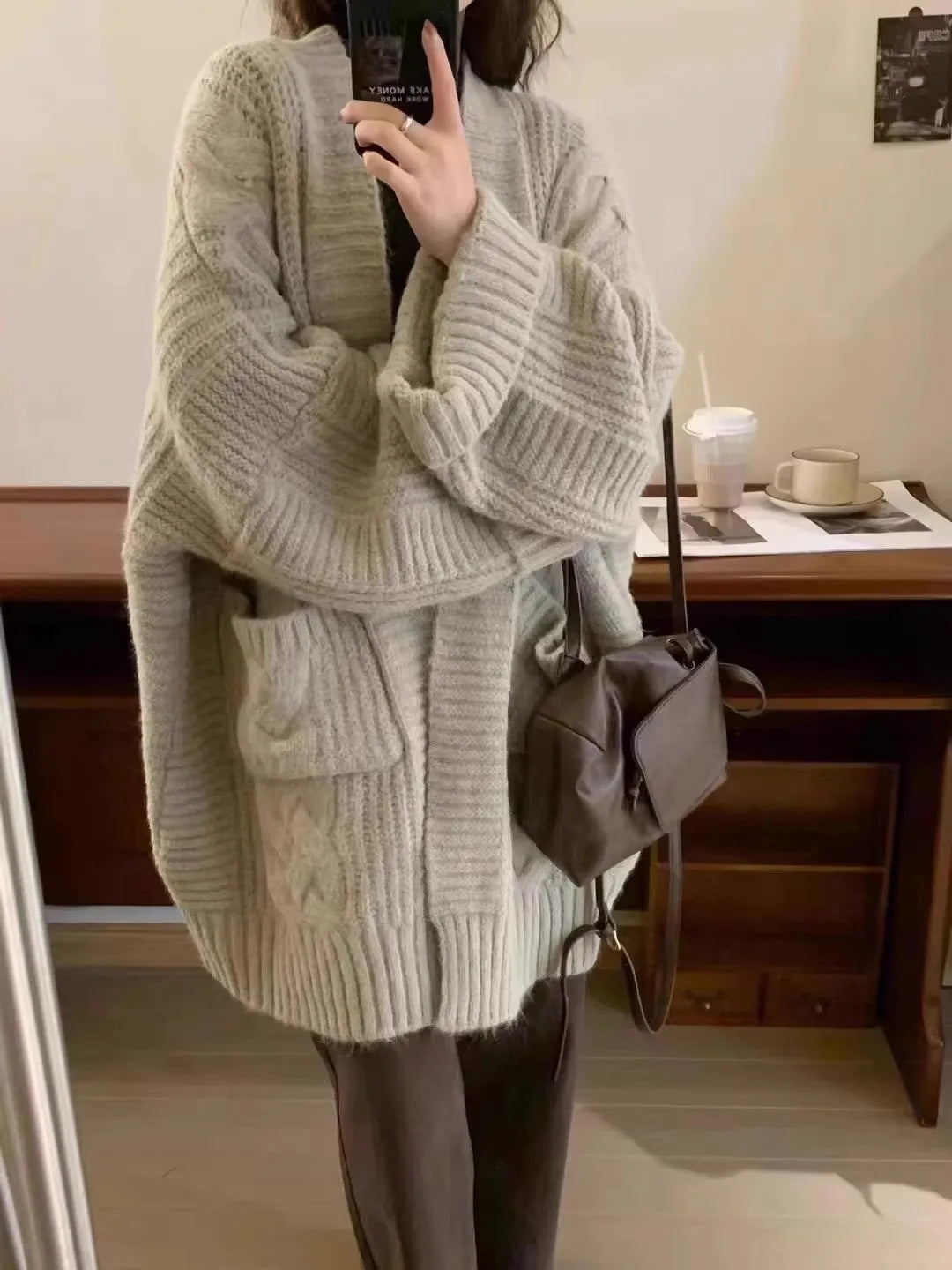 Sweater Korean Solid Knit Jacket